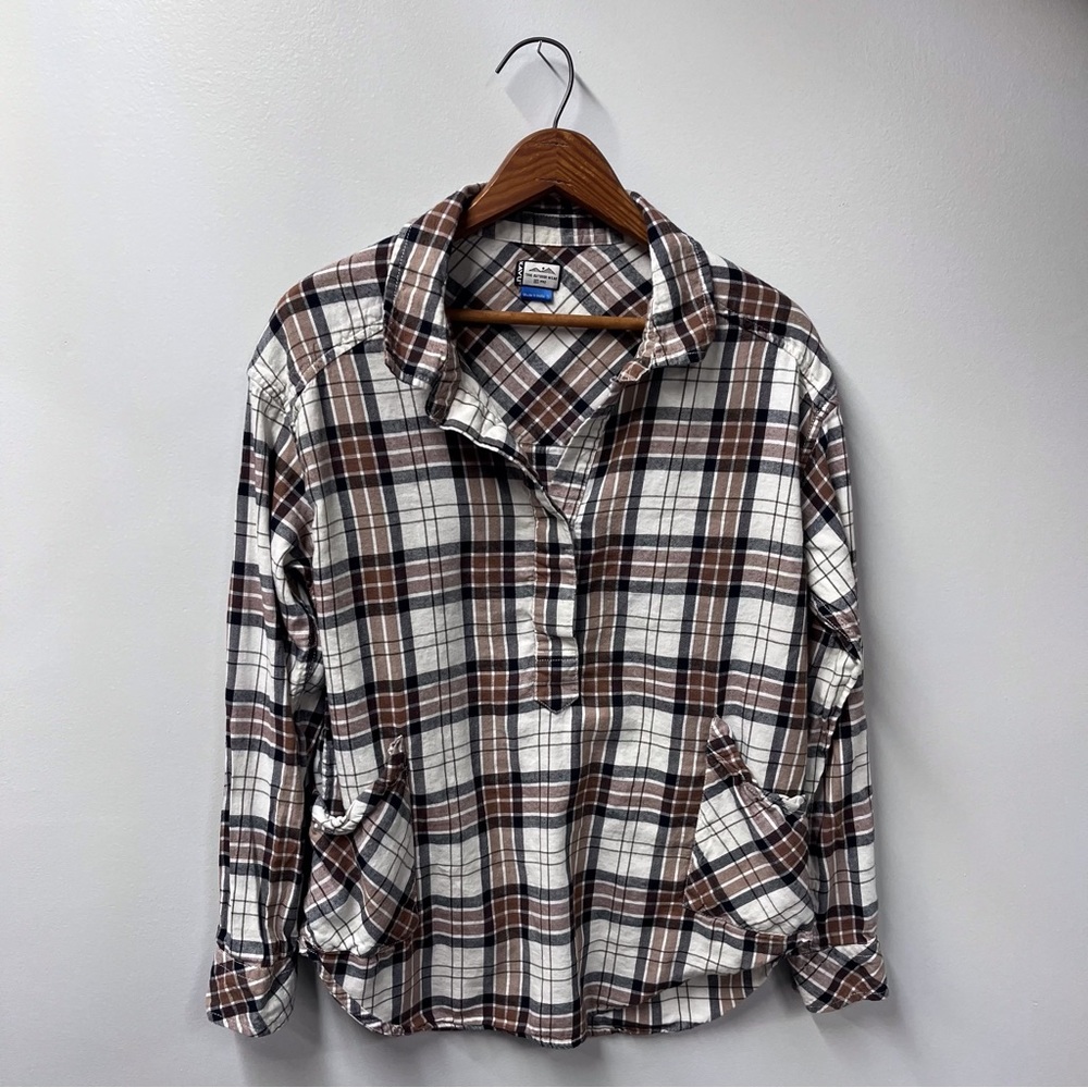 Kavu Melita Cozy Pine Flannel Tunic Pullover Shirt With Pockets Women's S